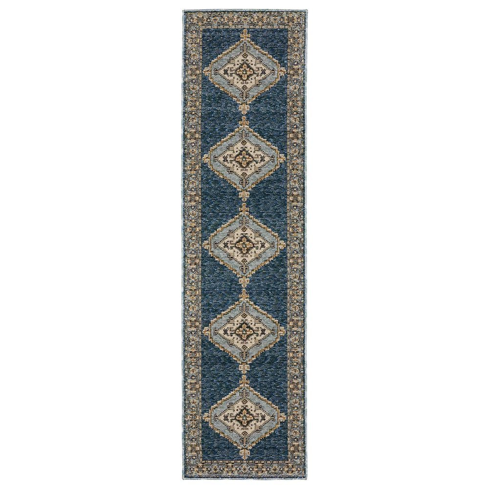 Oriental Weavers Andorra 2"6" x 12" Blue and Gold Runner, , large