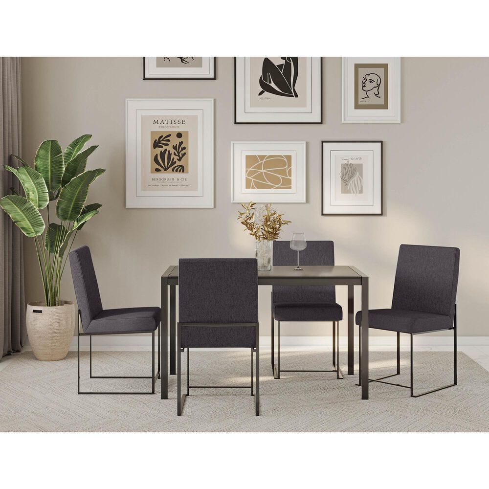 Lumisource Fuji Dining Chair with Charcoal Cushion in Black &#40;Set of 2&#41;, , large
