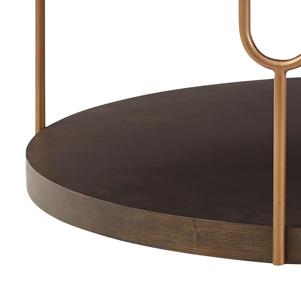 Signature Design by Ashley Brazburn Round Cocktail Table in Dark Brown and Gold, , large