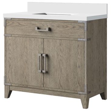 Lexora Home Laurel 36" Single Bathroom Vanity in Grey Oak with White Cultured Marble Top and Rectangular Sink, , large