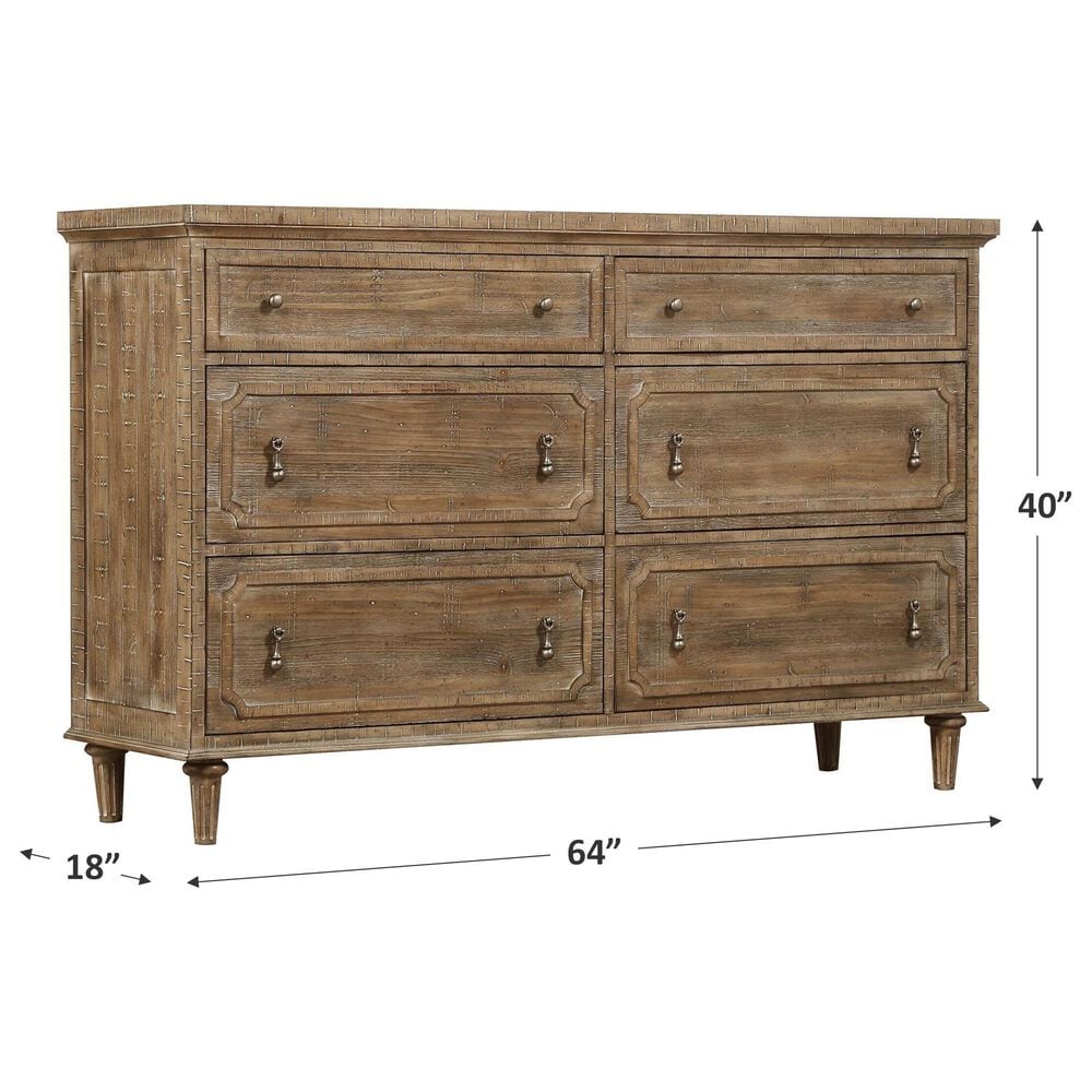 Golden Wave Furniture Interlude 6-Drawer Dresser in Sandstone Buff, , large