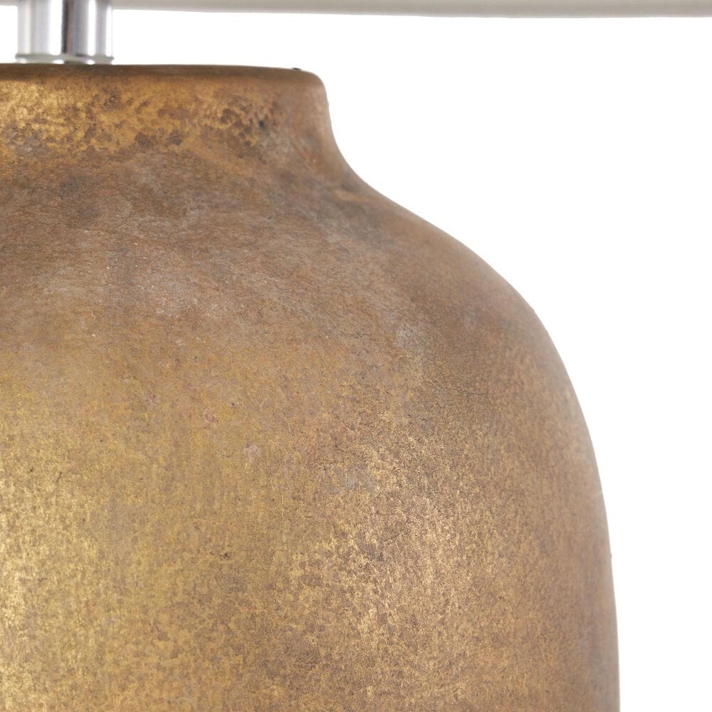 Maple and Jade 35&quot; Ceramic Table Lamp with Cream Linen Shade in Brown, , large