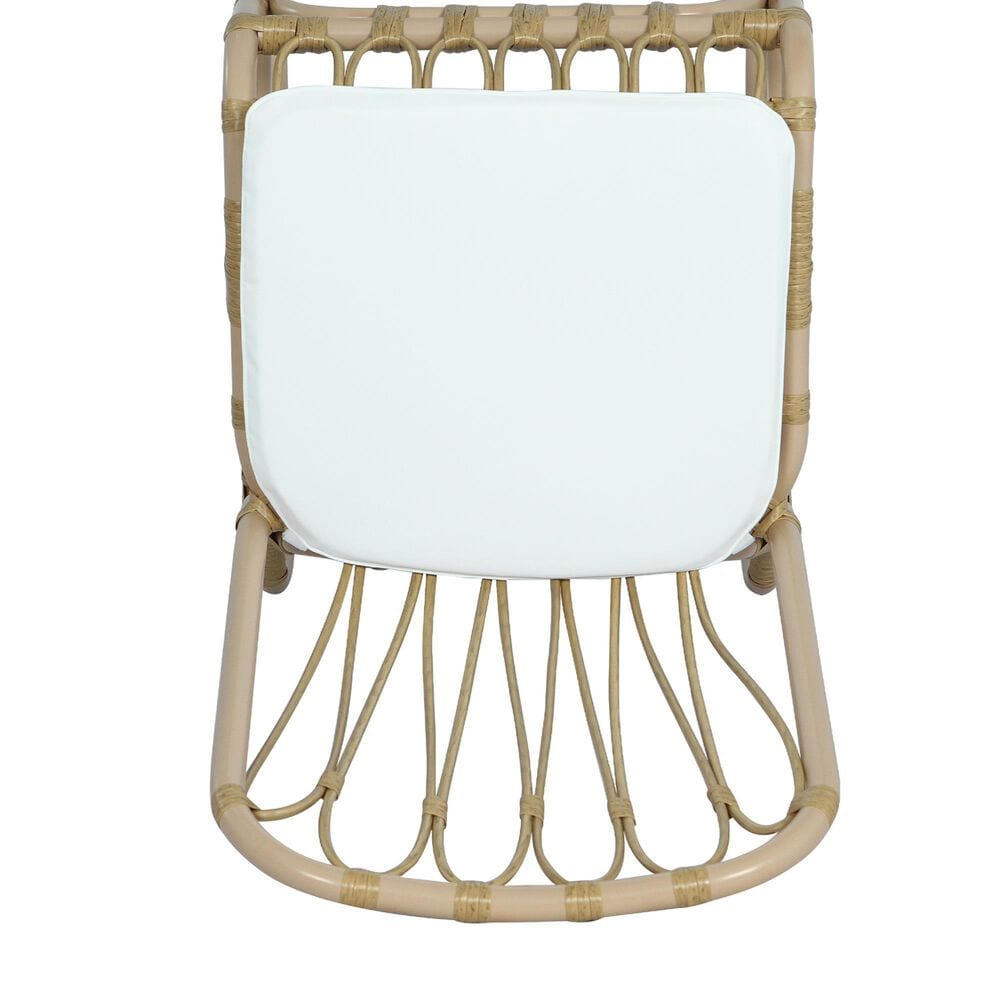 Hearth and Haven Outdoor PE Wicker Dining Chair with White Cushion in Natural &#40;Set of 2&#41;, , large