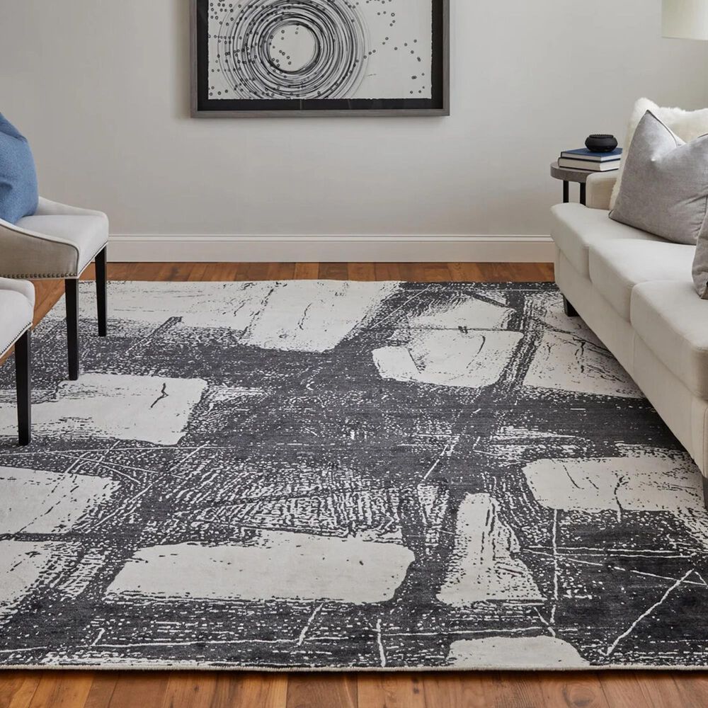 Feizy Coda 8927F 10&#39; x 14&#39; Black and White Area Rug, , large