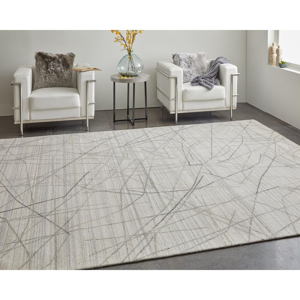 Feizy Whitton 9&#39; x 12&#39; Ivory and Charcoal Area Rug, , large