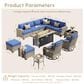 HOMLUX 13-Piece Patio Conversation Set with 54" Fire Pit Table in Navy Blue, , large