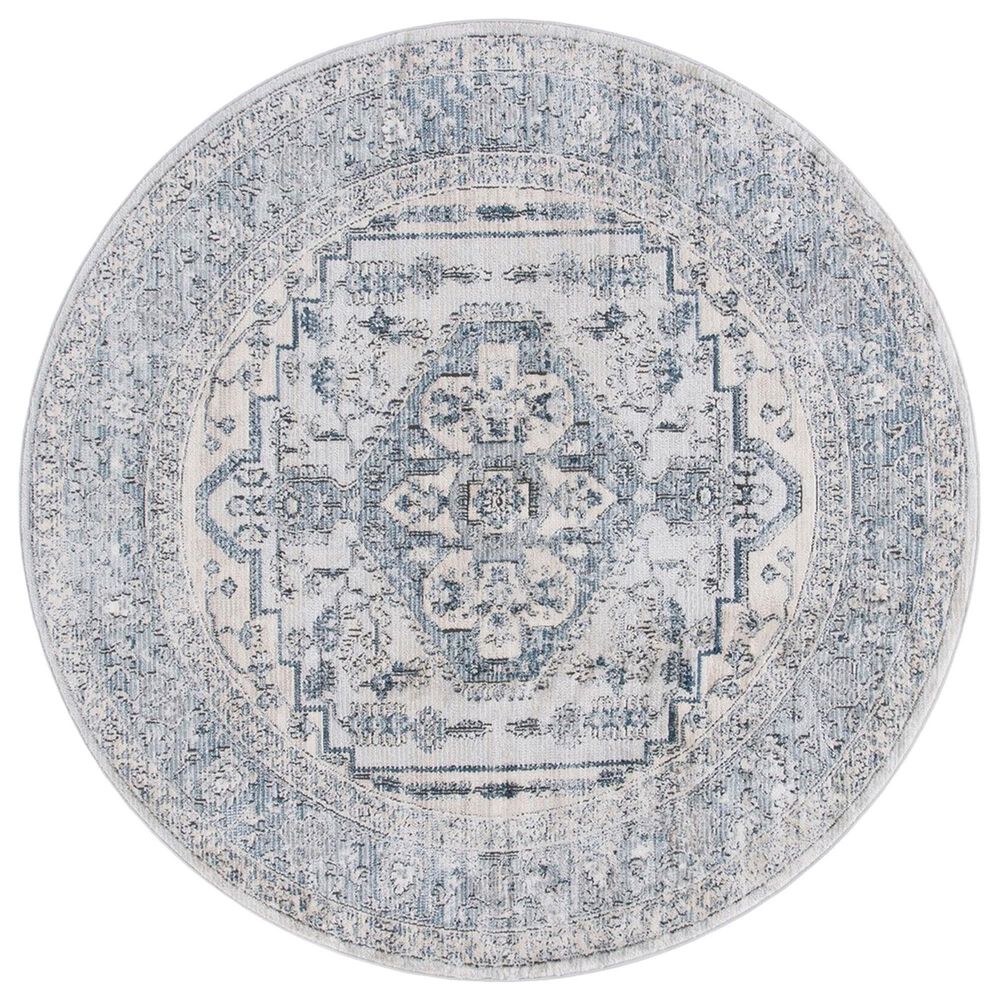 Safavieh Oregon 6"7" Round Light Blue and Ivory Area Rug, , large