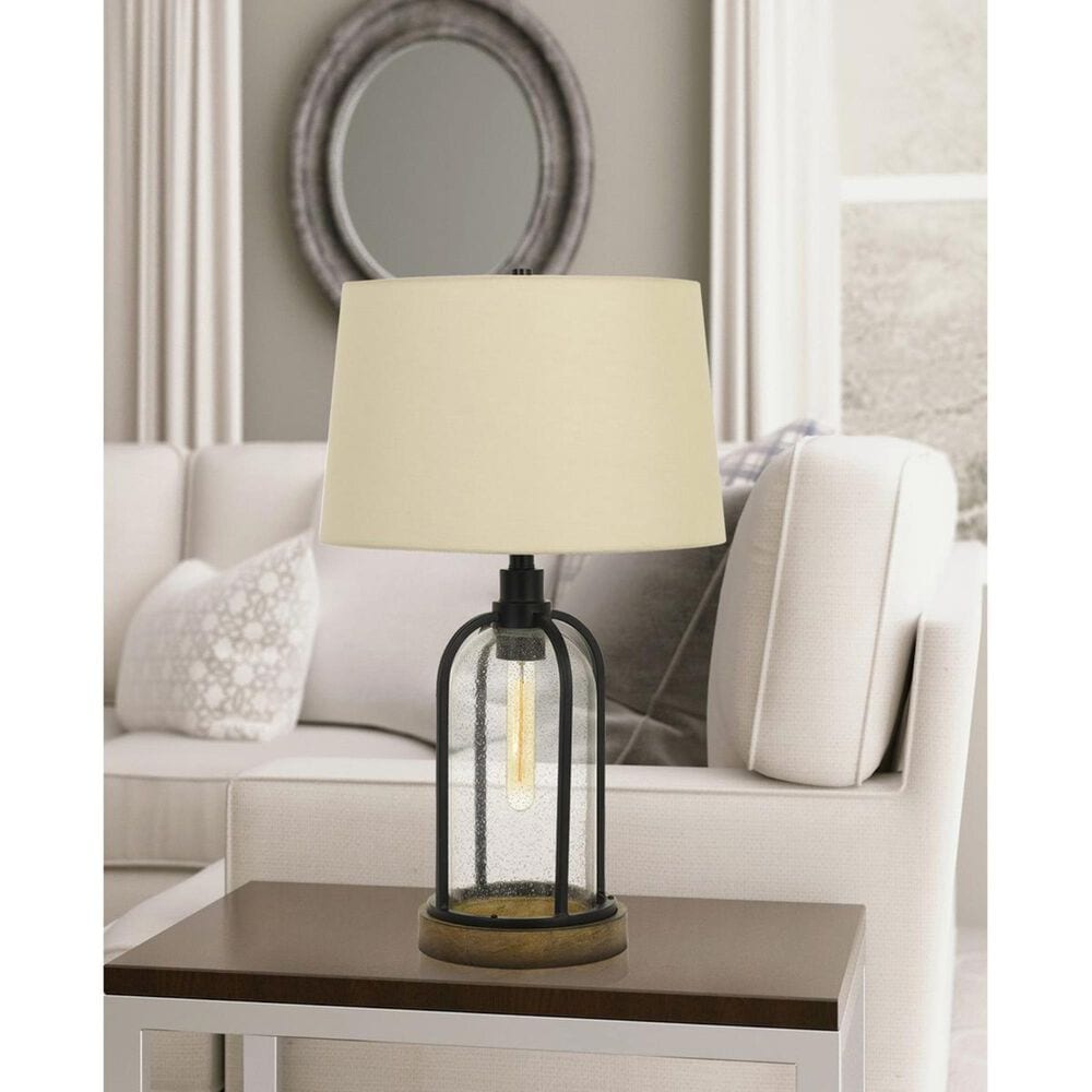 Cal Lighting Ciney Table Lamp in Black and Wood, , large