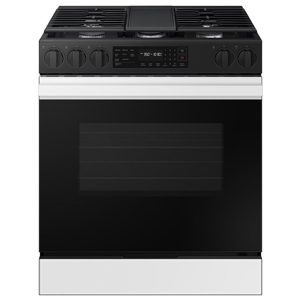 Samsung Bespoke Bespoke 6.0 Cu. Ft. Smart Slide-In Gas Range with Auto Conversion and 17K BTU Power Burner in White Glass, , large