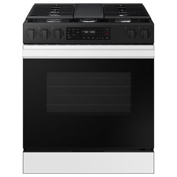 Samsung Bespoke Bespoke 6.0 Cu. Ft. Smart Slide-In Gas Range with Auto Conversion and 17K BTU Power Burner in White Glass, , large
