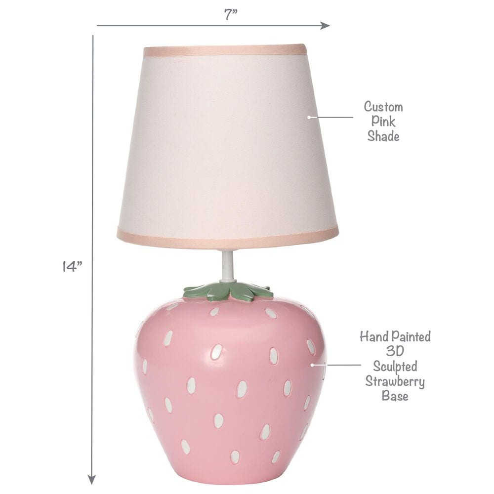 Lambs &amp; Ivy Flower Power Strawberry Table Lamp in Pink, White and Green, , large