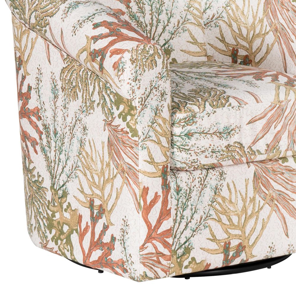 Linon Home Decor Bonnie Swivel Club Chair in Ocean Green, Orange and White, , large