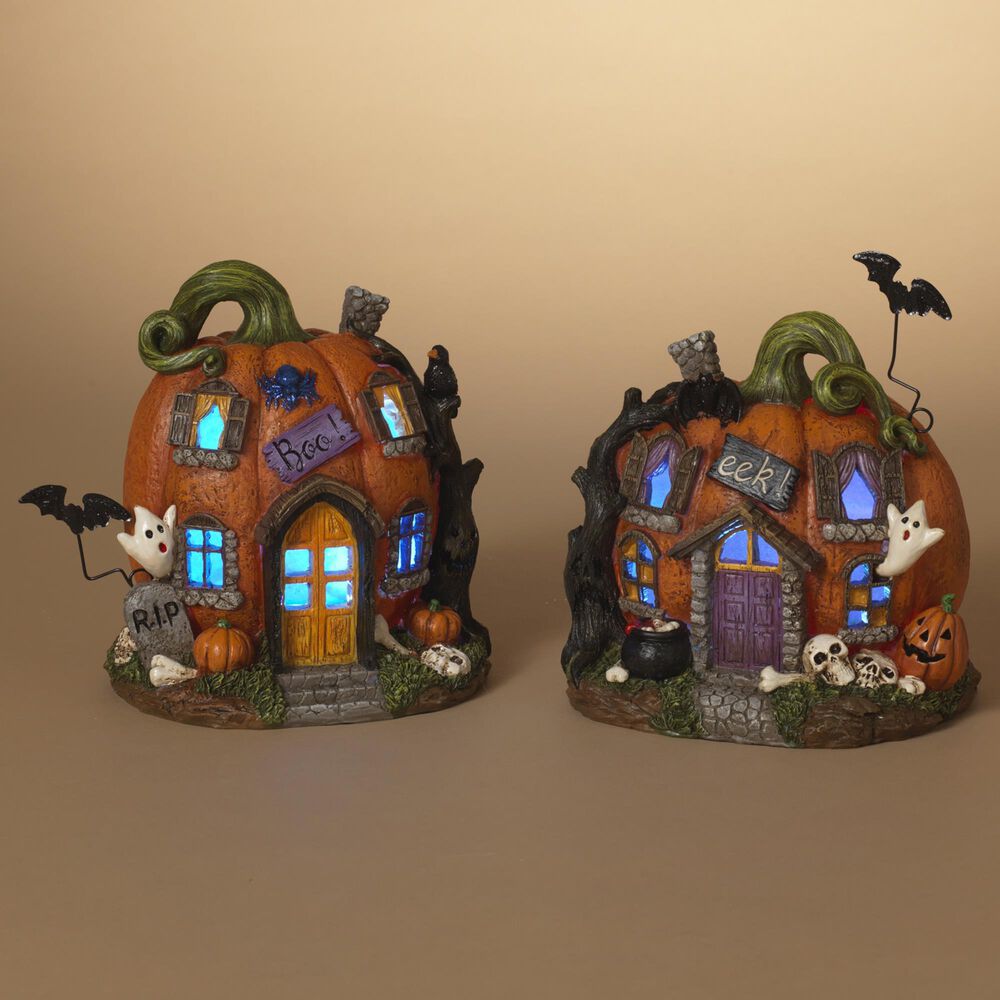 The Gerson Company 2-Piece Halloween Pumpkin House Set in Orange, , large