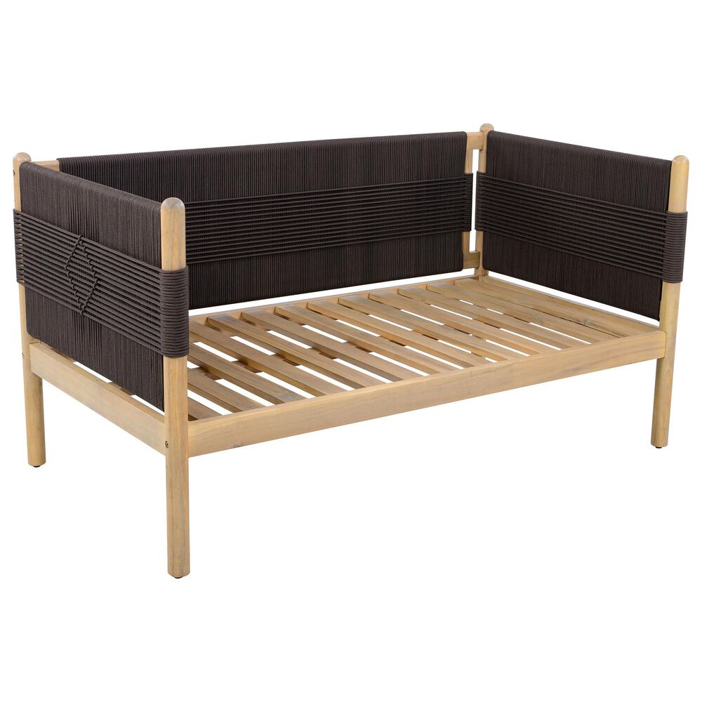 HOMLUX Outdoor Stationary Loveseat with Black Rope in Cream, , large