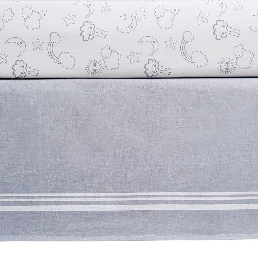 Oxford Baby Cloud Nine 3-Piece Baby Crib Nursery Bedding Set in White and Gray, , large