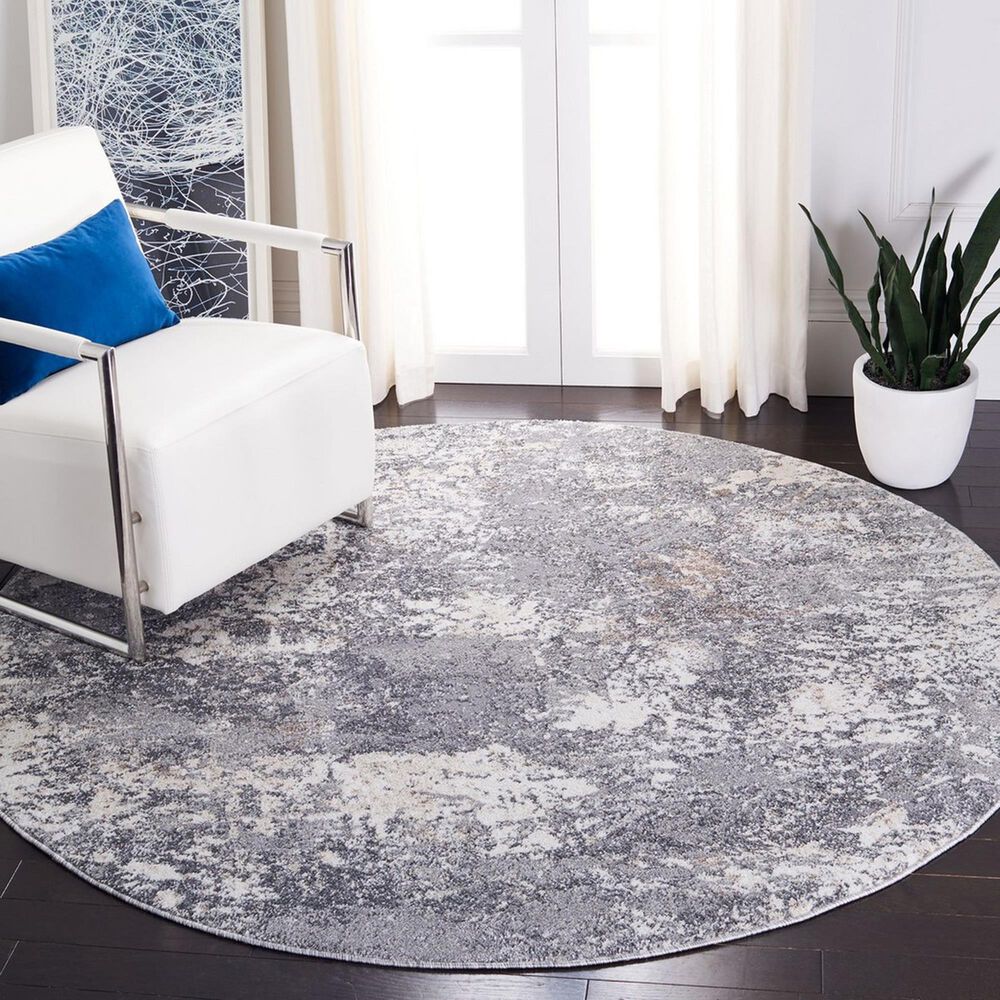 Safavieh Aston ASN715 6&#39;7&quot; Round Light Grey and Grey Area Rug, , large