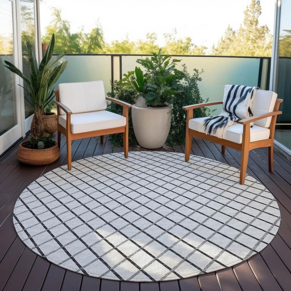 Dalyn Rug Company York 4&#39; Round Gray Indoor/Outdoor Area Rug, , large