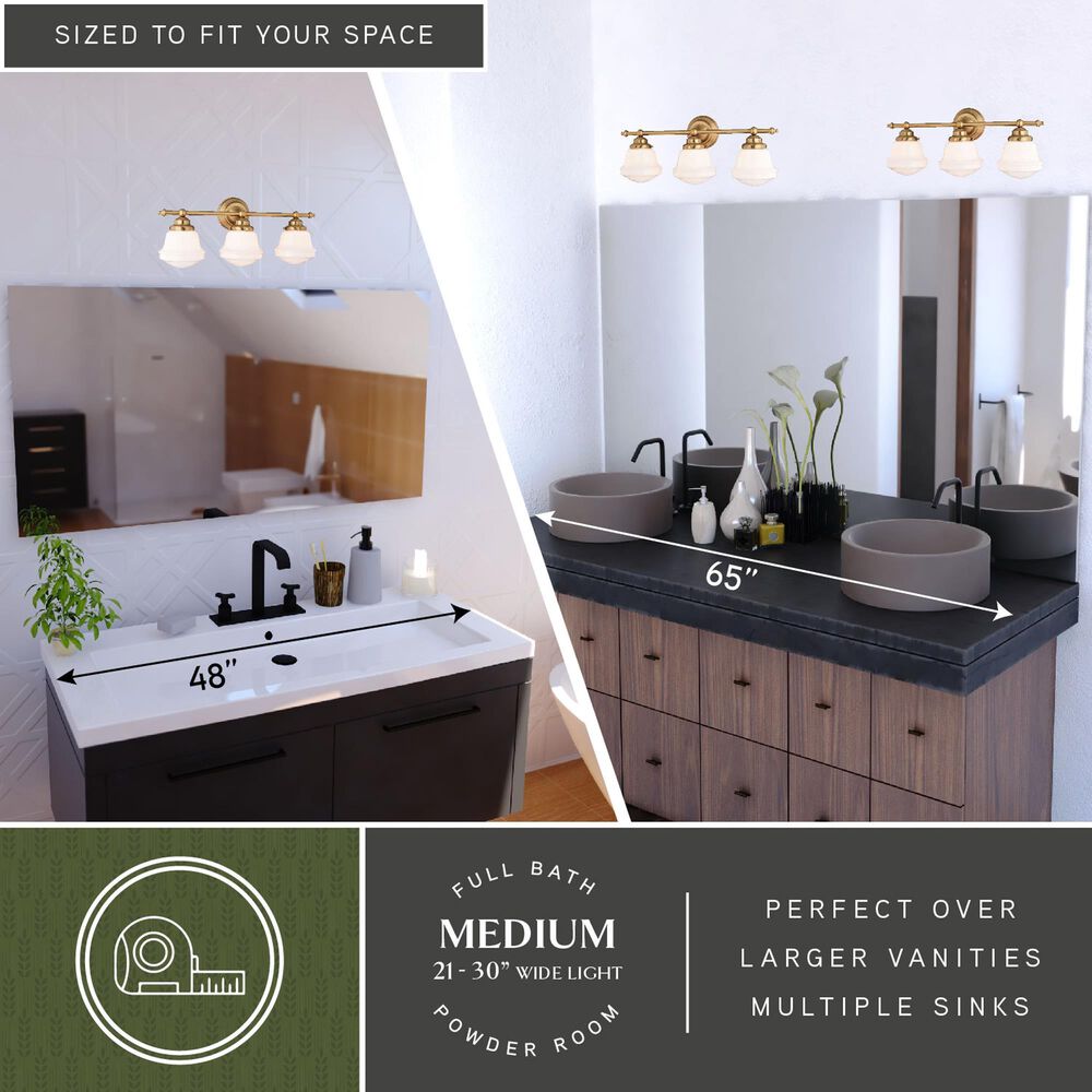 Vaxcel Huntley 3-Light Bathroom Vanity in Natural Brass, , large