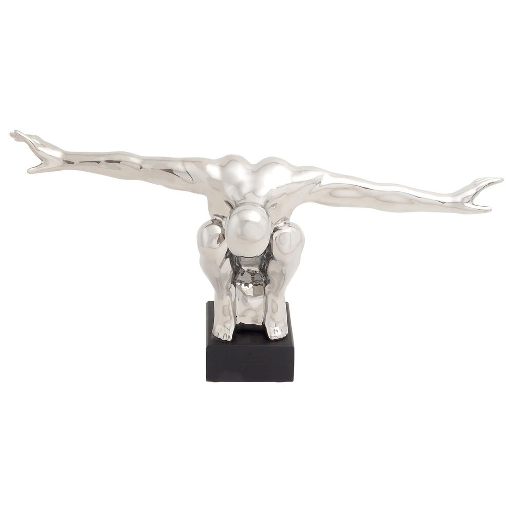 Maple and Jade 8" Male Diver Sculpture in Silver, , large