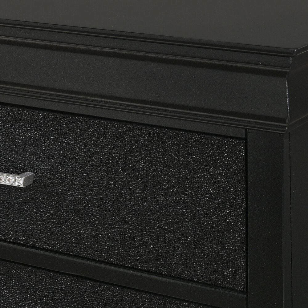 Crown Mark Amalia King Bed with Two Nightstands in Black, , large