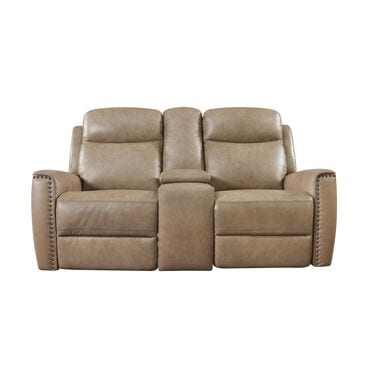 Bassett Douglas Leather Reclining Console Loveseat in Wheat, , large