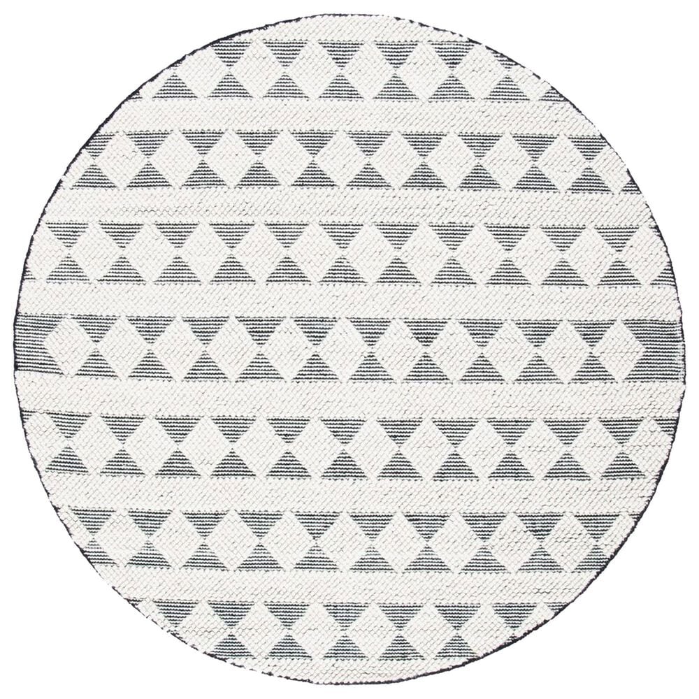 Safavieh Natura NAT481A 6" Round Ivory and Black Area Rug, , large