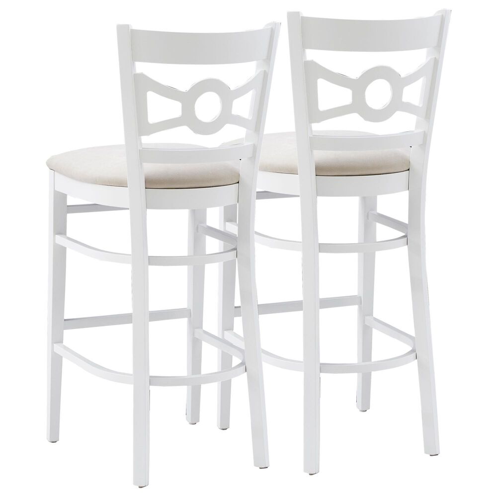 Linon Home Decor Teresa Bar Stool with Gray Cushion in White (Set of 2), , large