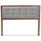 Baxton Studio Sarine Full Panel Headboard with Light Grey Upholstered in Walnut Brown, , large
