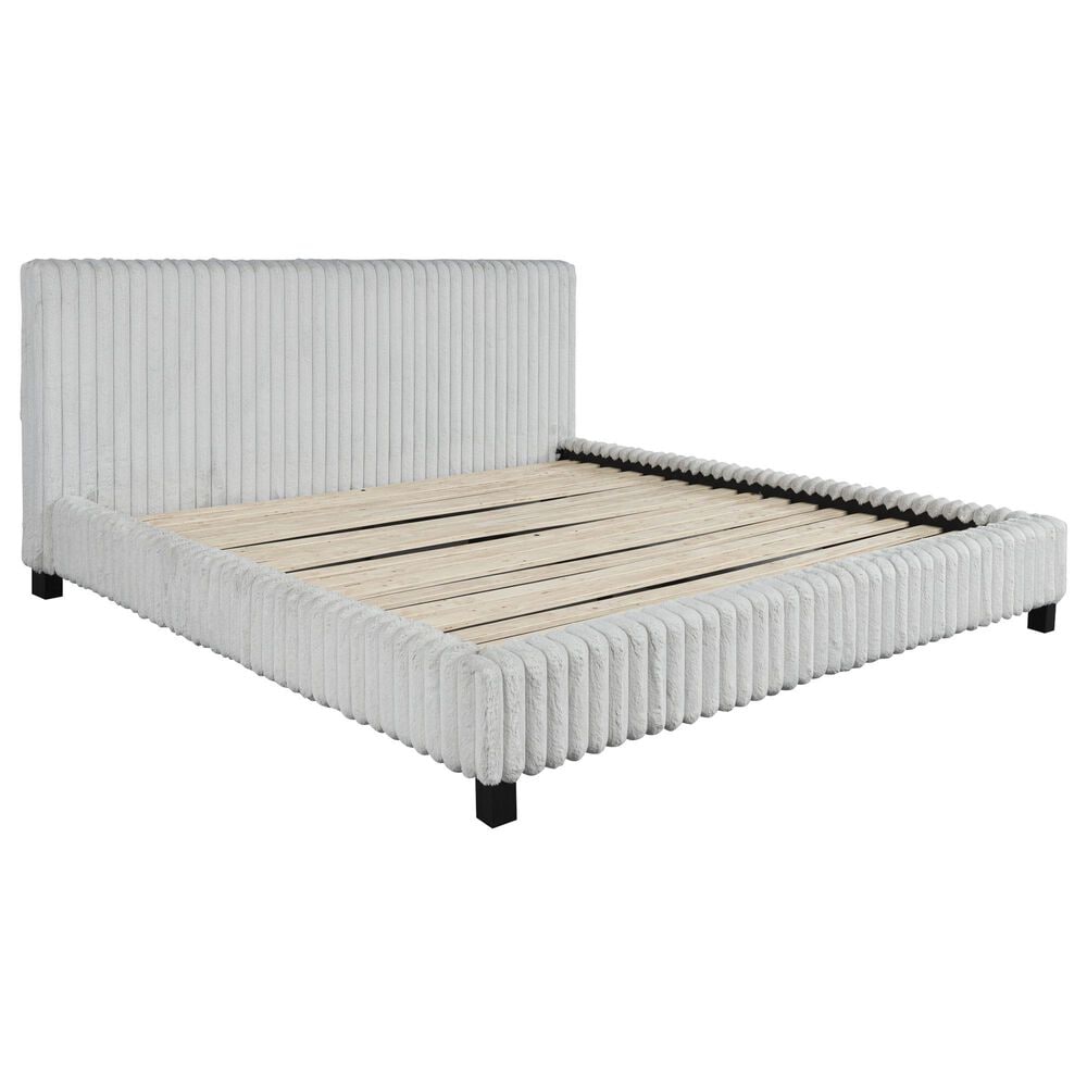 Ashley Zuraleus King Upholstered Platform Bed with Two Nightstands in Matte White, , large