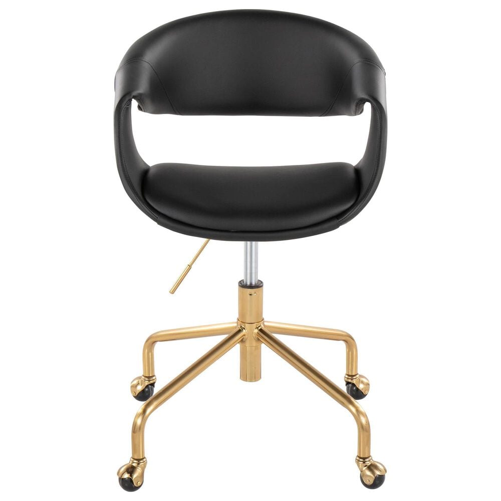 Lumisource Curvo Task Chair with Black Cushion in Gold, , large