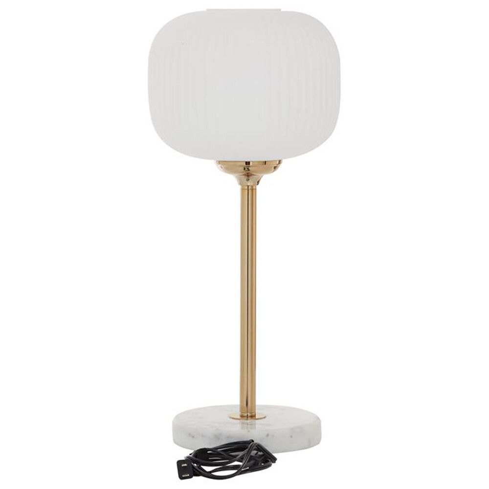 Maple and Jade Metallic Stem and Marble Base Table Lamp in White and Gold, , large