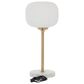 Maple and Jade Metallic Stem and Marble Base Table Lamp in White and Gold, , large
