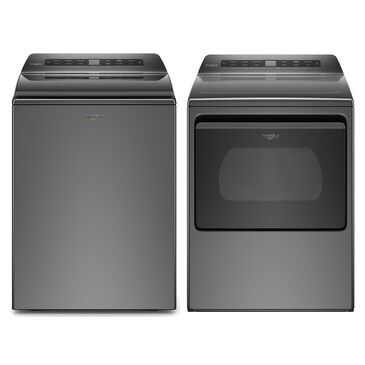Whirlpool 4.8 Cu. Ft. Top Load Washer + 7.4 Cu. Ft. Front Load Electric Dryer in Chrome Shadow, , large