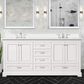 Lexora Home Dukes 72" Double Bathroom Vanity in White with 2 cm White Cultured Marble Top and Rectangular Sinks, , large