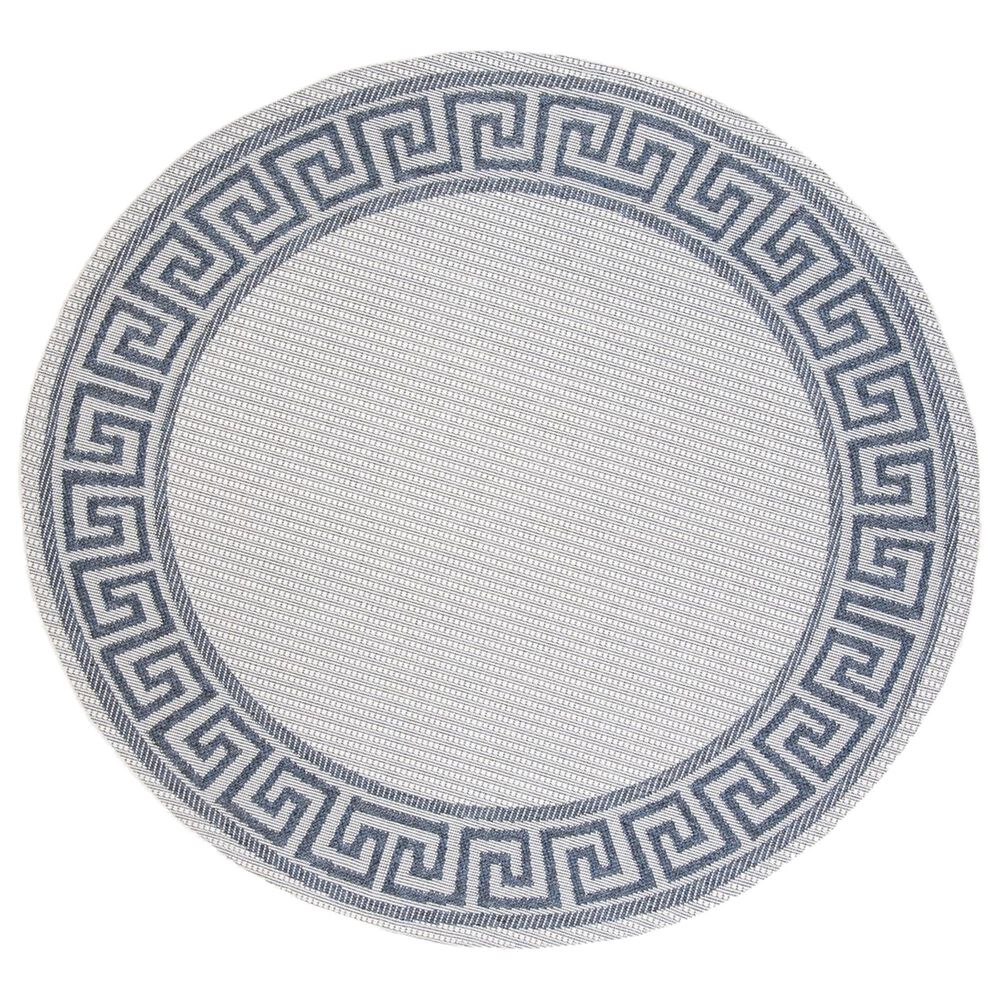 Safavieh Bermuda 5" Round Ivory and Blue Indoor/Outdoor Area Performance Rug, , large