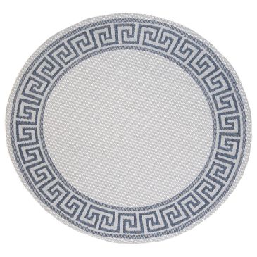 Safavieh Bermuda 5" Round Ivory and Blue Indoor/Outdoor Area Performance Rug, , large