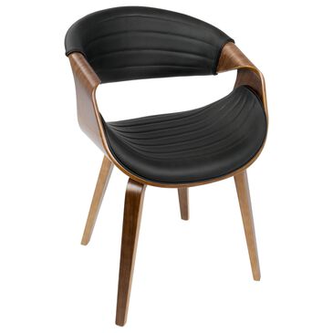 Lumisource Curvo Dining Chair in Black Faux Leather and Walnut Finish, , large