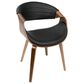 Lumisource Curvo Dining Chair in Black Faux Leather and Walnut Finish, , large