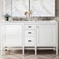 James Martin Vanities Addison 60" Double Bathroom Vanity in Glossy White with 3 cm Ethereal Noctis Quartz Top and Rectangular Sinks, , large