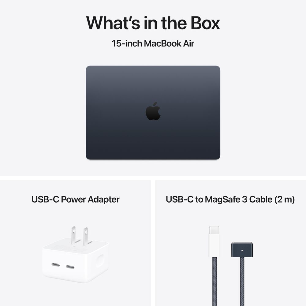 Apple MacBook Air 15-inch Laptop M4 chip - 10 Core CPU - 10 Core GPU - 16GB Memory - 512GB SSD - Midnight &#40;Latest Model&#41;, , large
