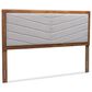 Baxton Studio Iden Queen Panel Headboard with Light Grey Fabric in Walnut Brown, , large