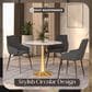 Leisuremod Bristol 40" Round Dining Table with MDF Top in Gold and Marbled White - Table Only, , large