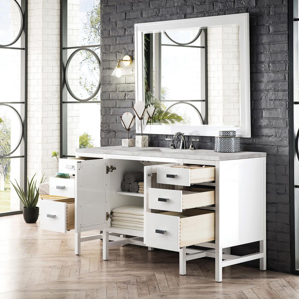 James Martin Vanities Addison 30&quot; Single Bathroom Vanity in Glossy White with 3 cm Victorian Silver Quartz Top and Rectangular Sink, , large