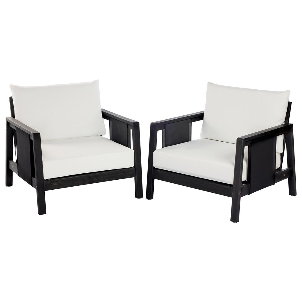 HOMLUX Outdoor Club Chair with Black Textilene Accents in White (Set of 2), , large