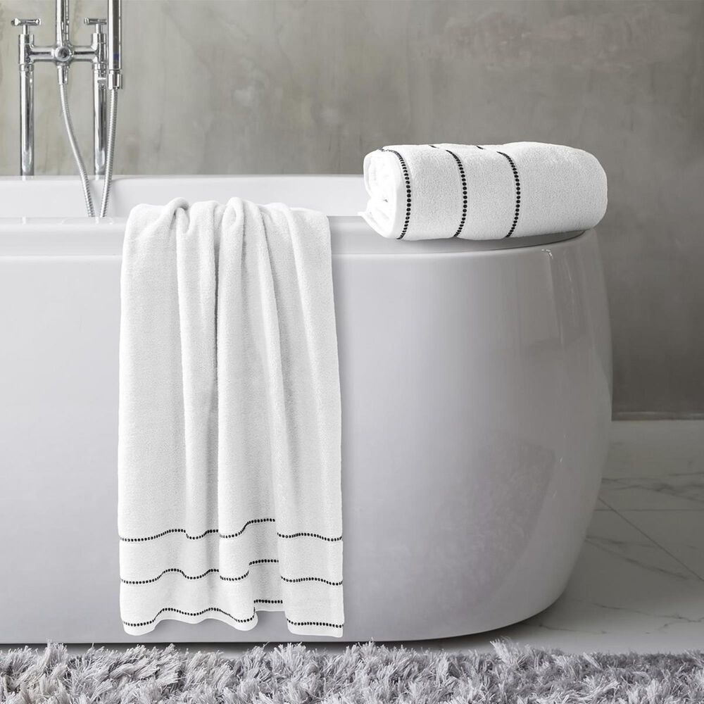 Timberlake Lavish Home Zero Twist 2-Piece Towel Set in White and Black, , large