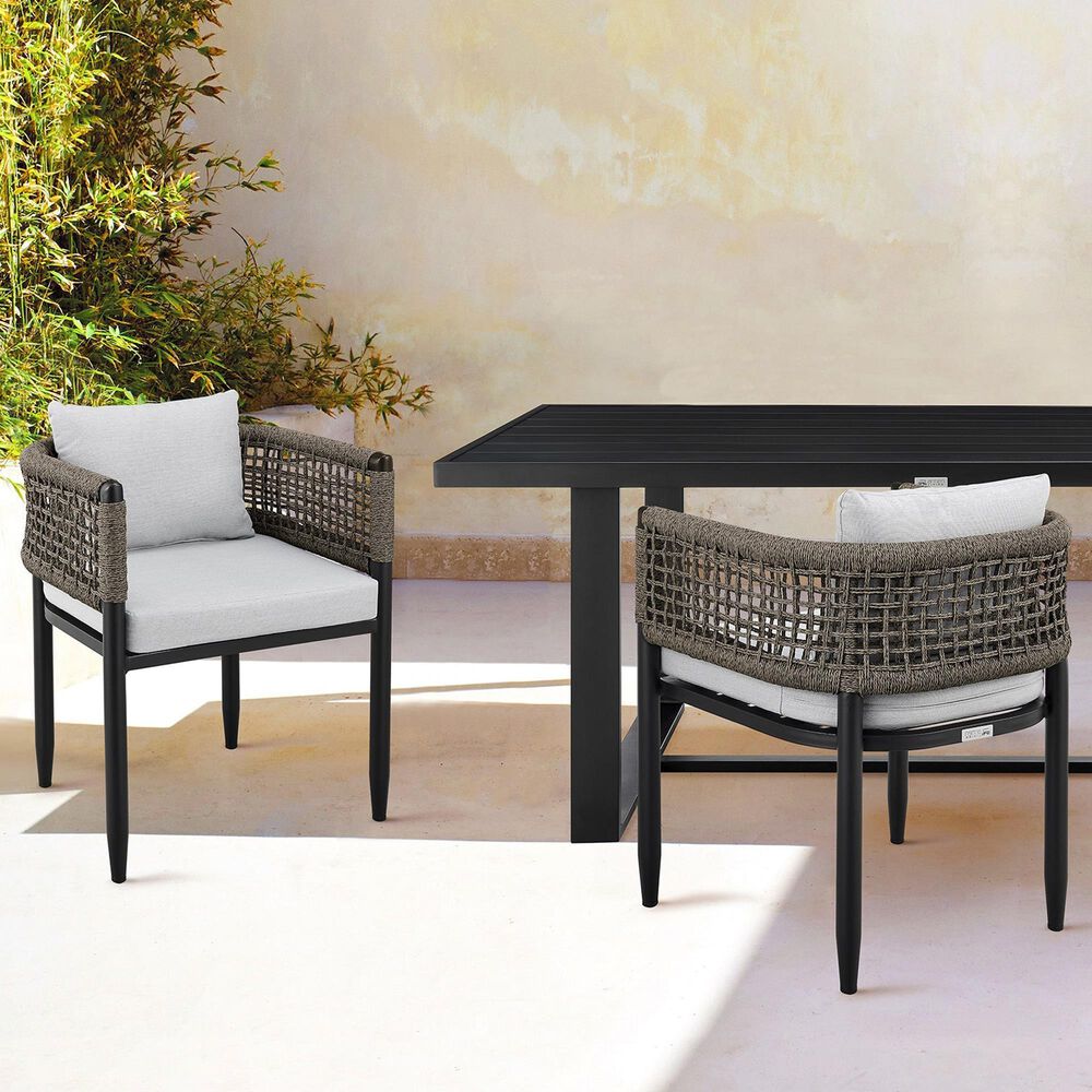 Blue River Alegria Outdoor Dining Chair with Light Grey Cushion in Black (Set of 2), , large