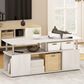HOMLUX 47.2" Utility Design TV Stand with Open Storage Bookshelf in White Oak and Stainless Steel, , large