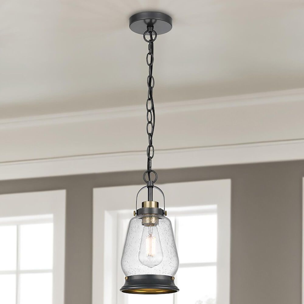 Cal Lighting Kavala 1-Light Pendant Light in Black and Antique Brass, , large