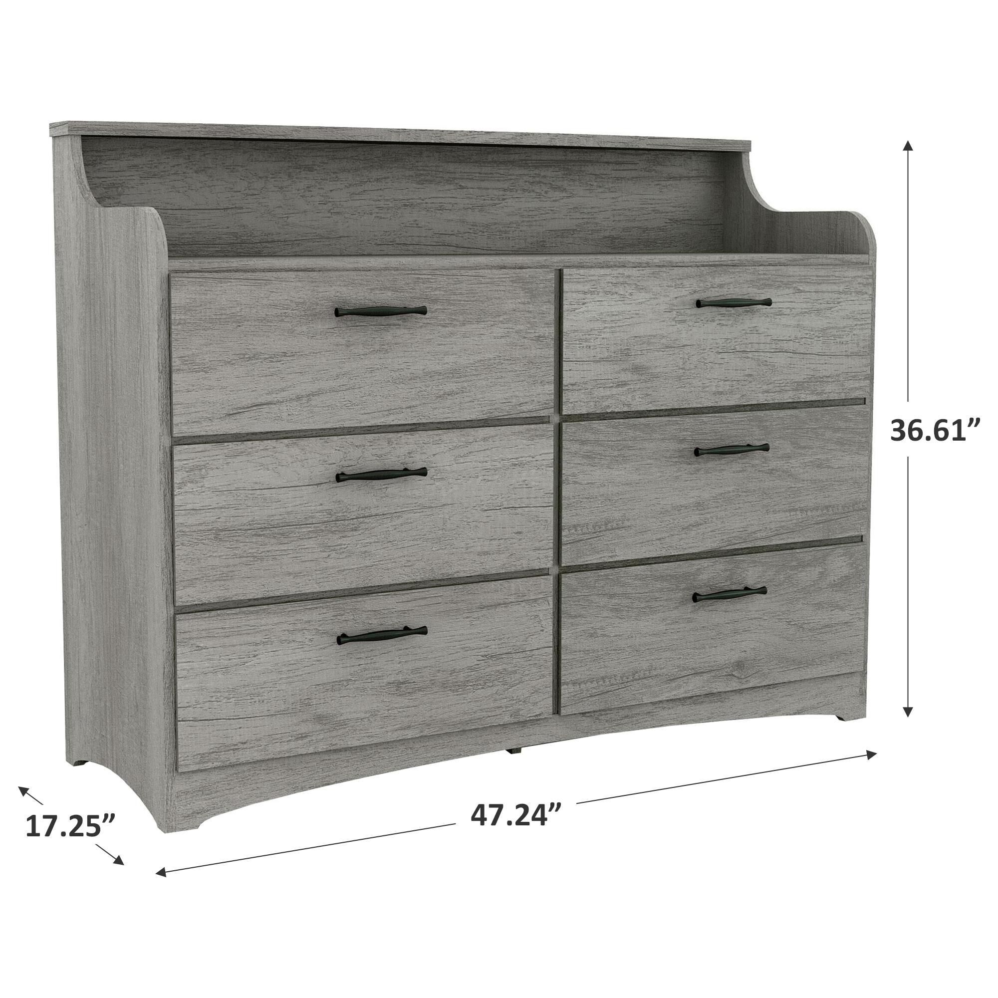 Furniture of America Kingsley 6 Drawer Dresser in Vintage Gray Oak