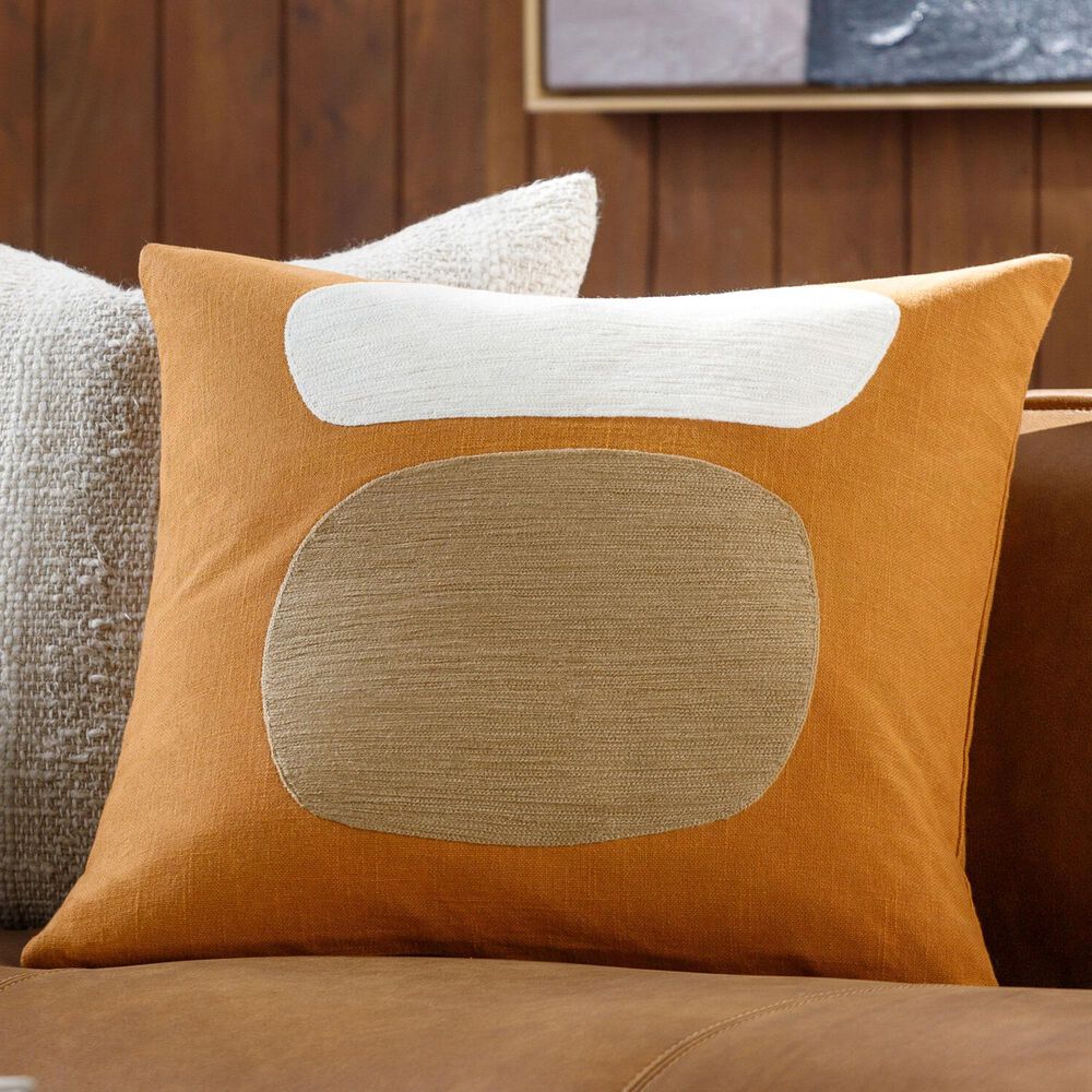 Surya Jason Wu 20&quot; Square Throw Pillow in Camel, Brown and Off-White, , large